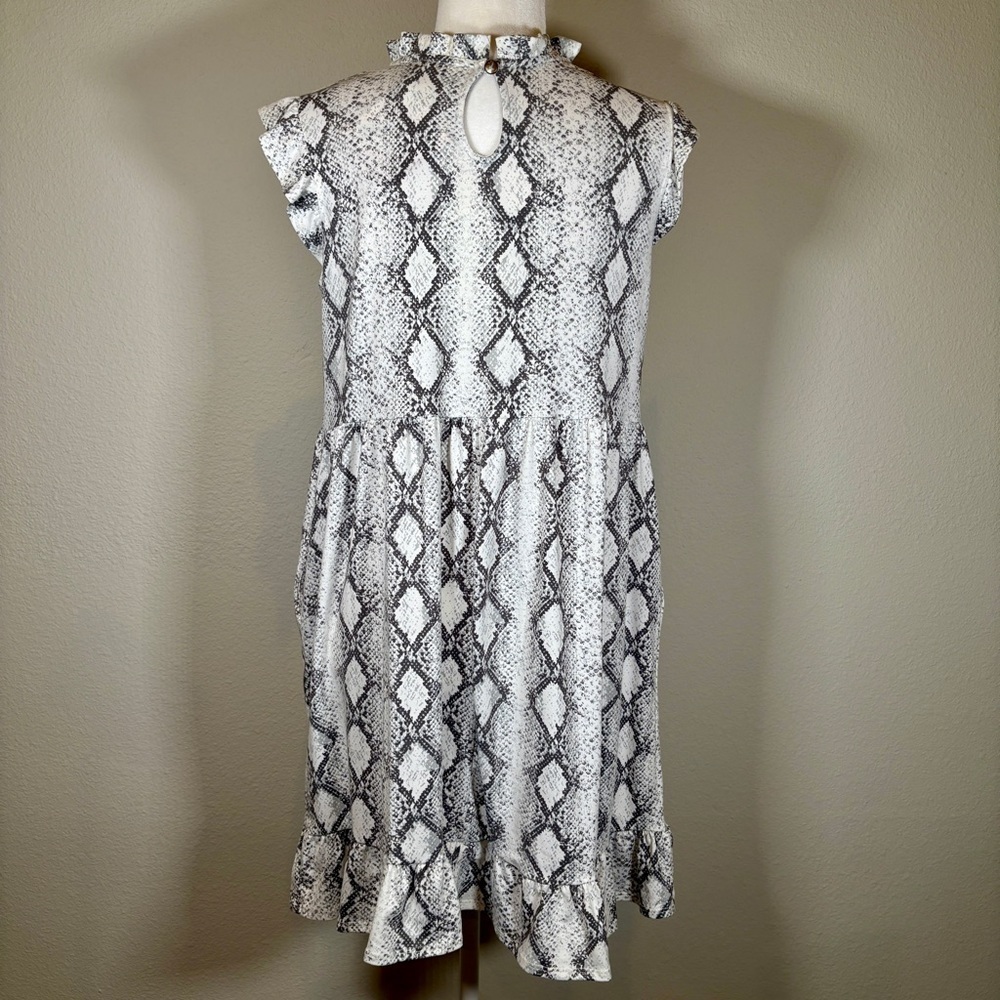 Snake Print Ruffle Mini Dress - Picture 3 of 6